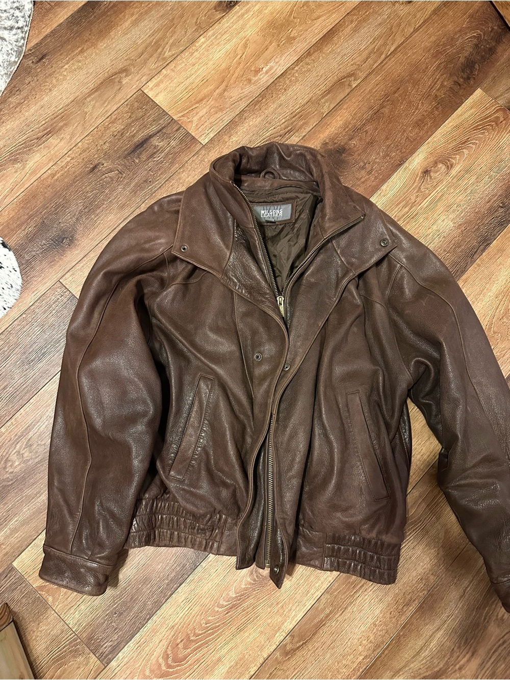 Wilson’s Leather chocolate brown bomber jacket Mens Medium Like new